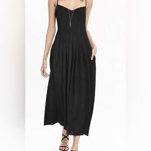 NWT Banana Republic Pleated Strappy Maxi Dress, black size 14
